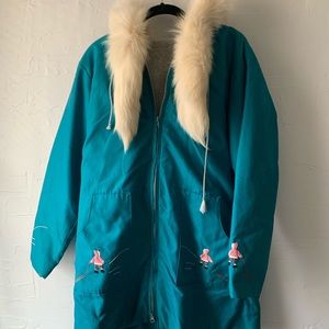 Beautiful Inuit coat with fur and embroidery